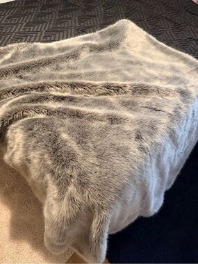 Restoration Hardware 50x60 Ultimate Faux Fur Throw in silver fox